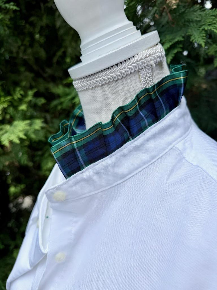 Mary Tyler Moore Holiday Ribbon Untucked Oxford  - White w Green Plaid Ribbon (MTM08)