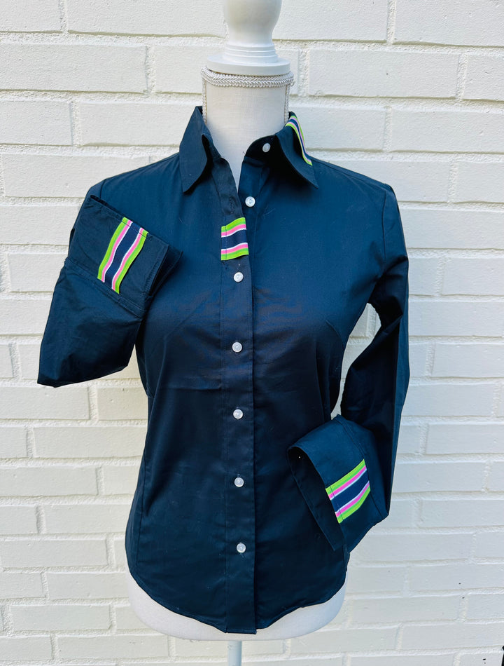 SALE - XS ONLY - Sweet Caroline 3/4 Sleeve Ribbon Shirt (SC05) *FINAL SALE*
