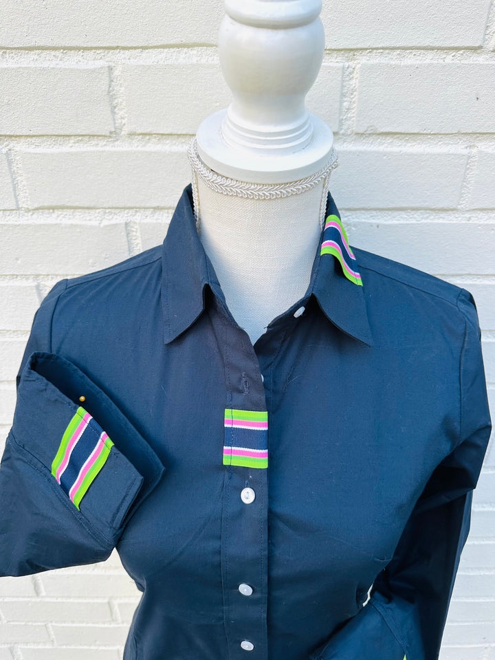 SALE - XS ONLY - Sweet Caroline 3/4 Sleeve Ribbon Shirt (SC05) *FINAL SALE*