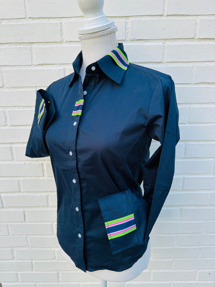 SALE - XS ONLY - Sweet Caroline 3/4 Sleeve Ribbon Shirt (SC05) *FINAL SALE*