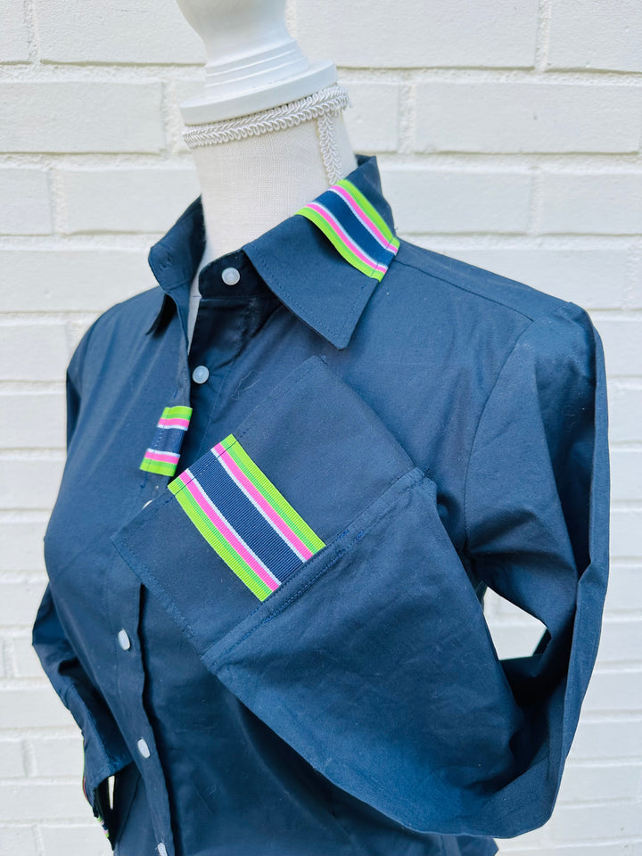 SALE - XS ONLY - Sweet Caroline 3/4 Sleeve Ribbon Shirt (SC05) *FINAL SALE*