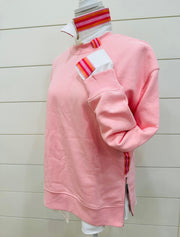 Danny Crew Neck Sweatshirt - Pink w Pink & Orange Stripe Ribbon (Danny08)