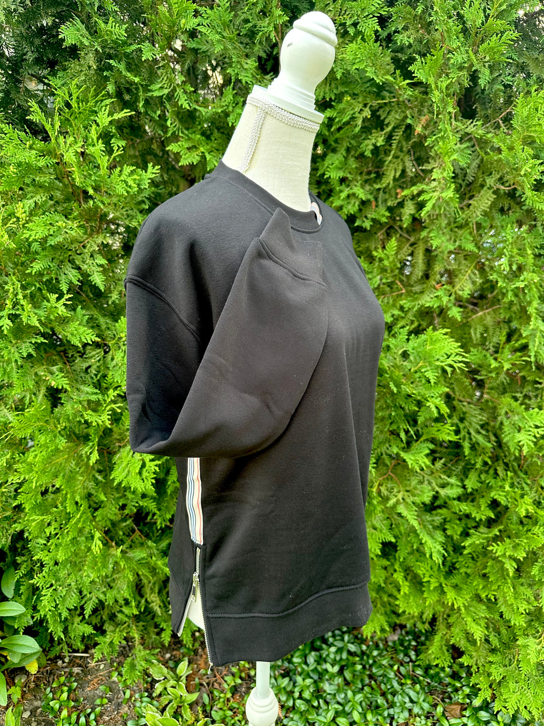Danny Crew Neck Sweatshirt - Black w Khaki, Red & Black Stripe Ribbon (Danny10)