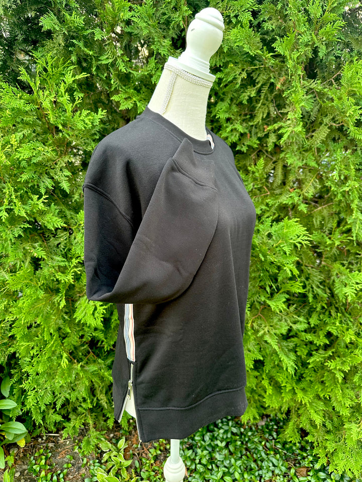 Danny Crew Neck Sweatshirt - Black w Khaki, Red & Black Stripe Ribbon (Danny10)