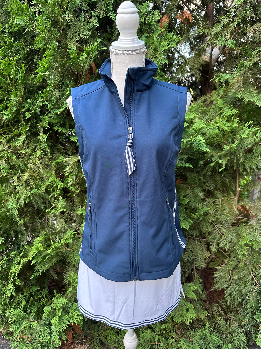 Martina Soft Shell Vest - Navy w Navy & White Stripe (MN01)