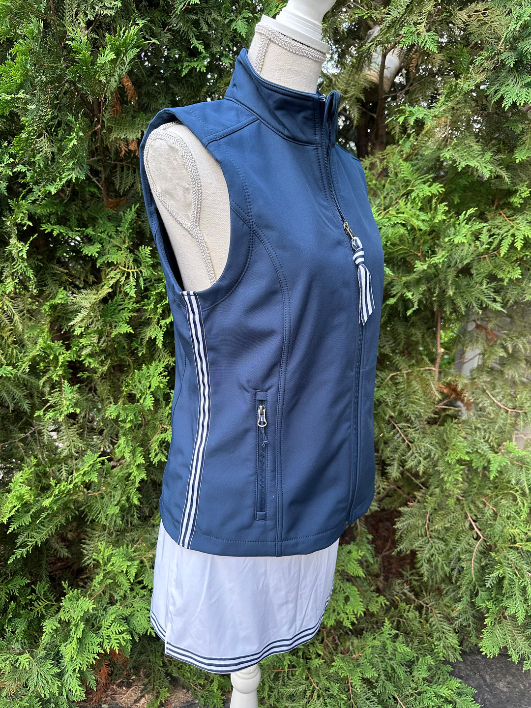 Martina Soft Shell Vest - Navy w Navy & White Stripe (MN01)