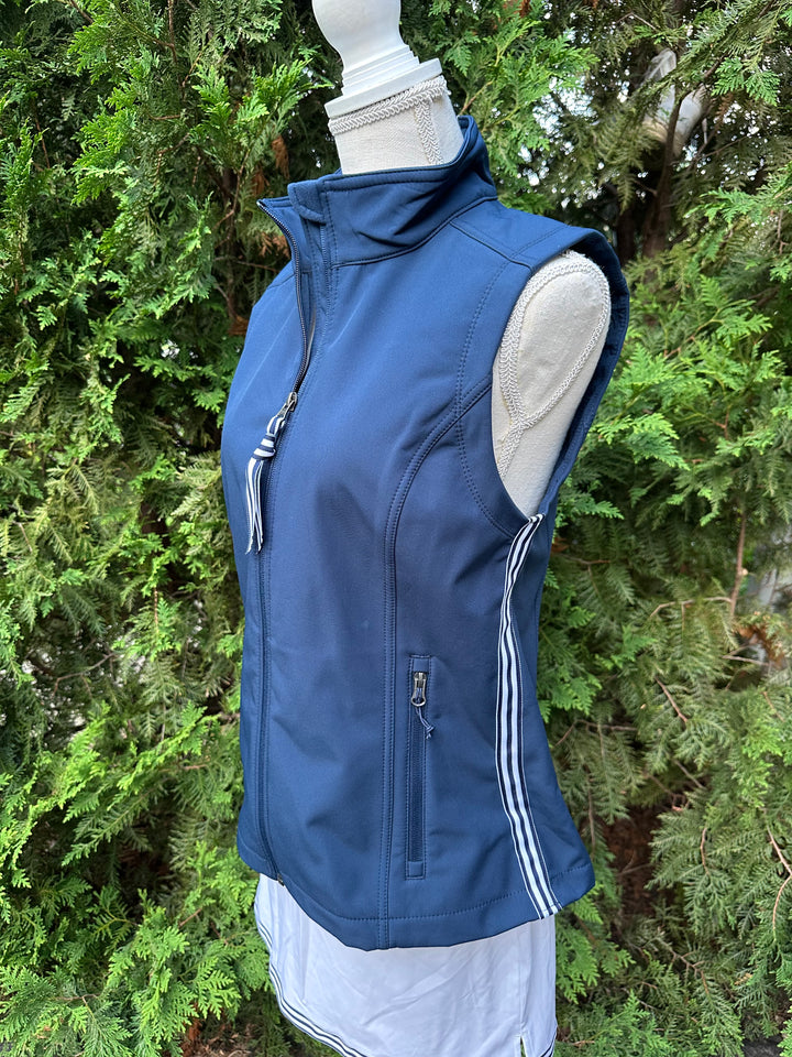 Martina Soft Shell Vest - Navy w Navy & White Stripe (MN01)