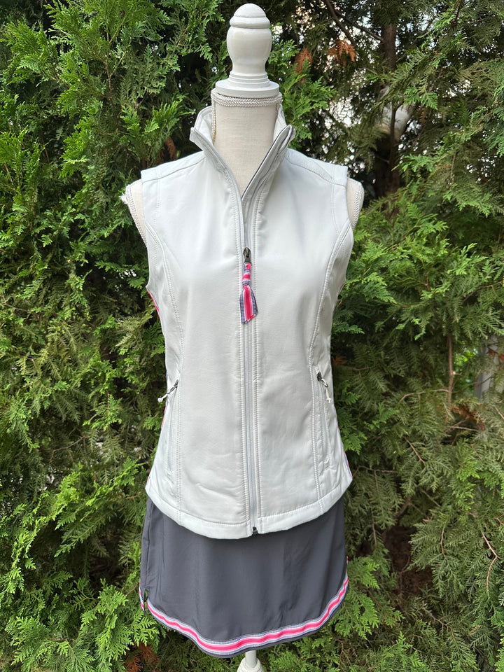 Martina Soft Shell Vest - Light Grey w Black & Pink Stripe (MN02)