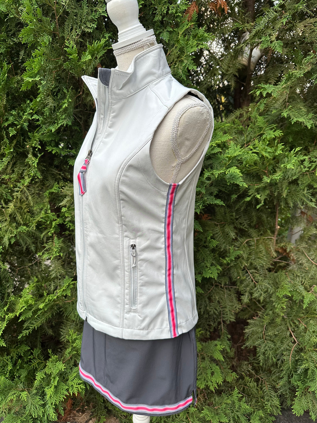 Martina Soft Shell Vest - Light Grey w Black & Pink Stripe (MN02)