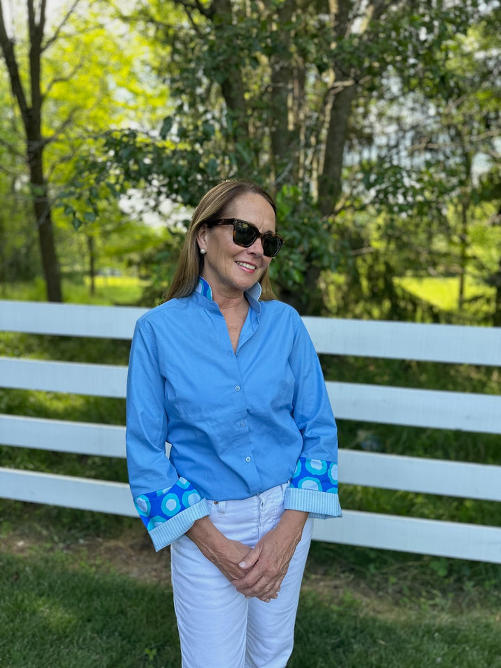 Beth Bell Sleeve - Blue w Circles & Stripes (LB54)