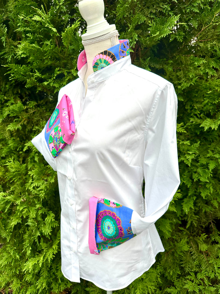 Beth Bell Sleeve - White w Funky Floral & Pink Bees (LB52)