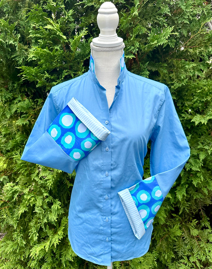 Beth Bell Sleeve - Blue w Circles & Stripes (LB54)