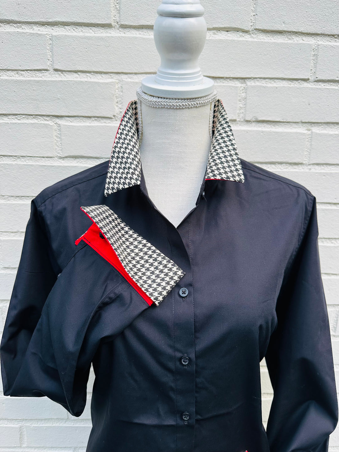 Diana French Cuff Black w Solid Red & Houndstooth (DFC23)