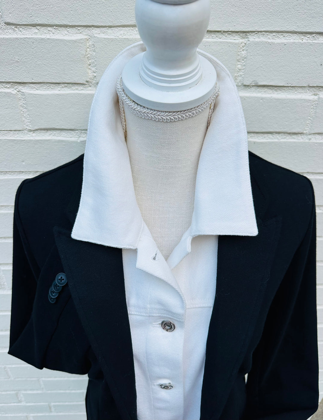 Lucy Knit Denim Blazer - Black w White Denim (Lucy04)