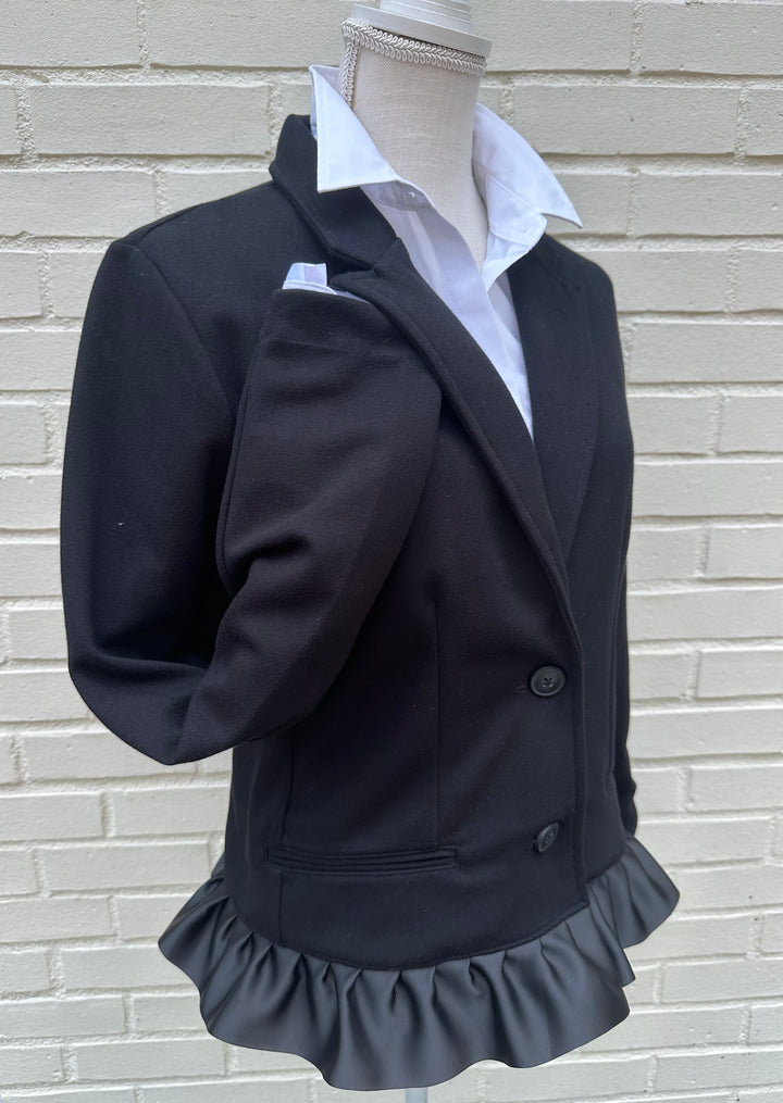 Valerie Blazer - Black w Black Ruffled Ribbon (VAL03)