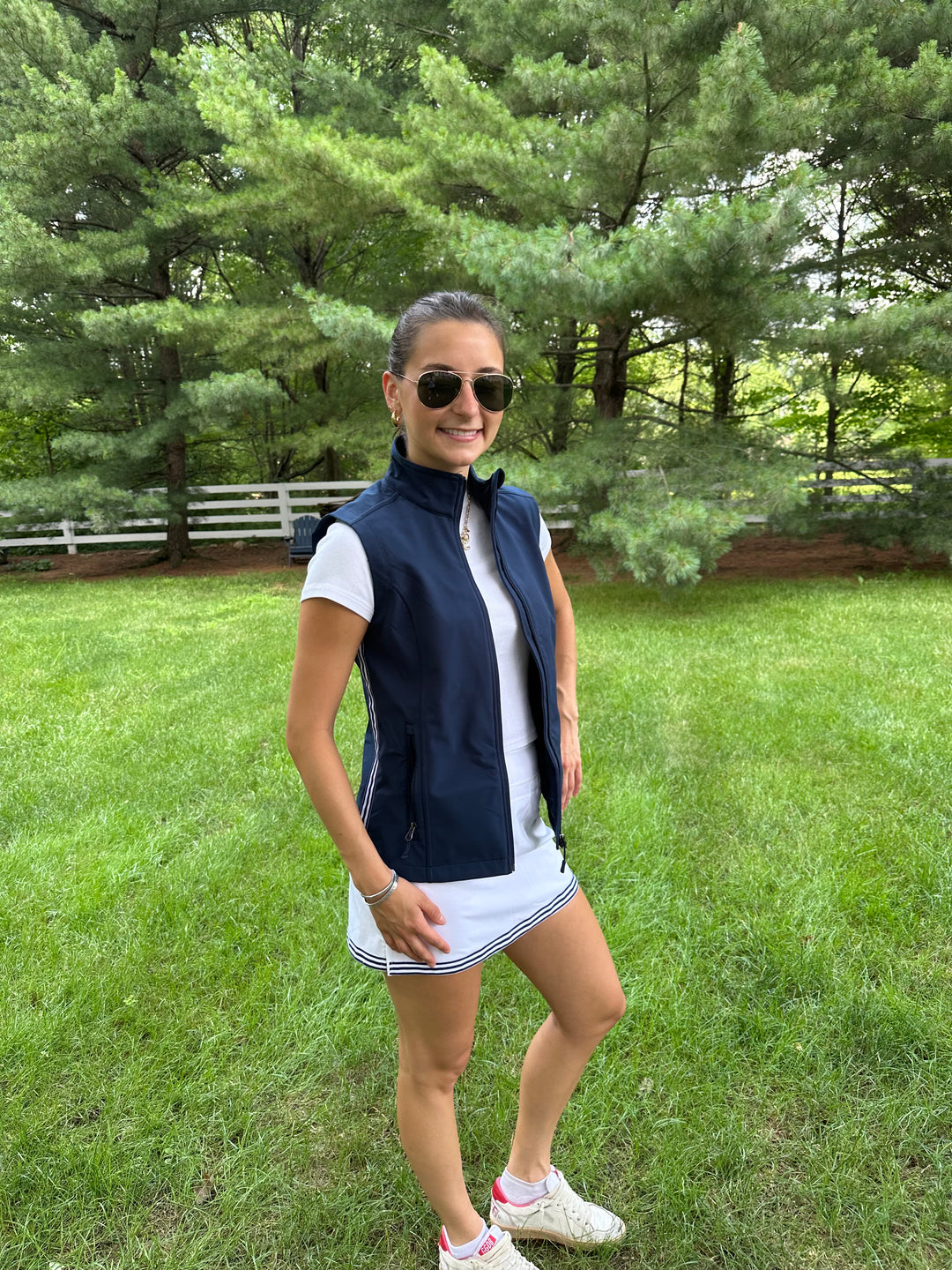 Martina Soft Shell Vest - Navy w Navy & White Stripe (MN01)
