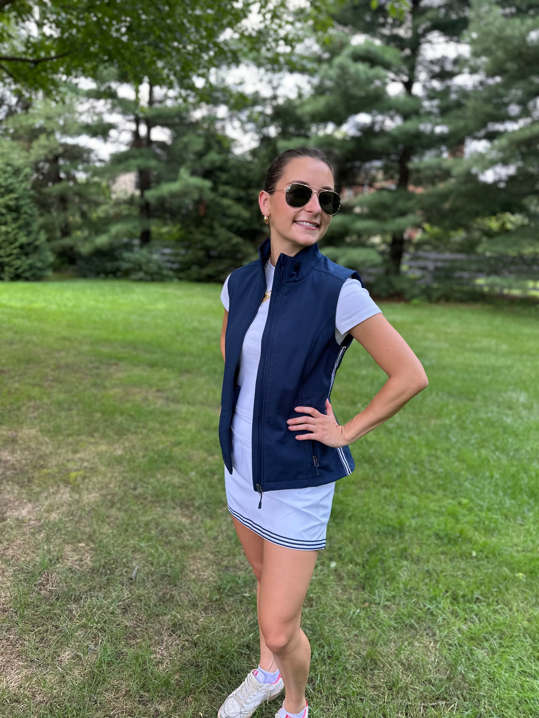 Martina Soft Shell Vest - Navy w Navy & White Stripe (MN01)
