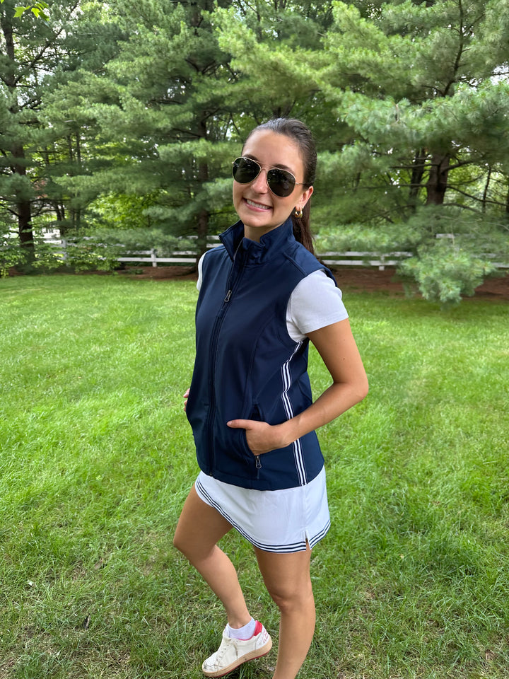 Martina Soft Shell Vest - Navy w Navy & White Stripe (MN01)