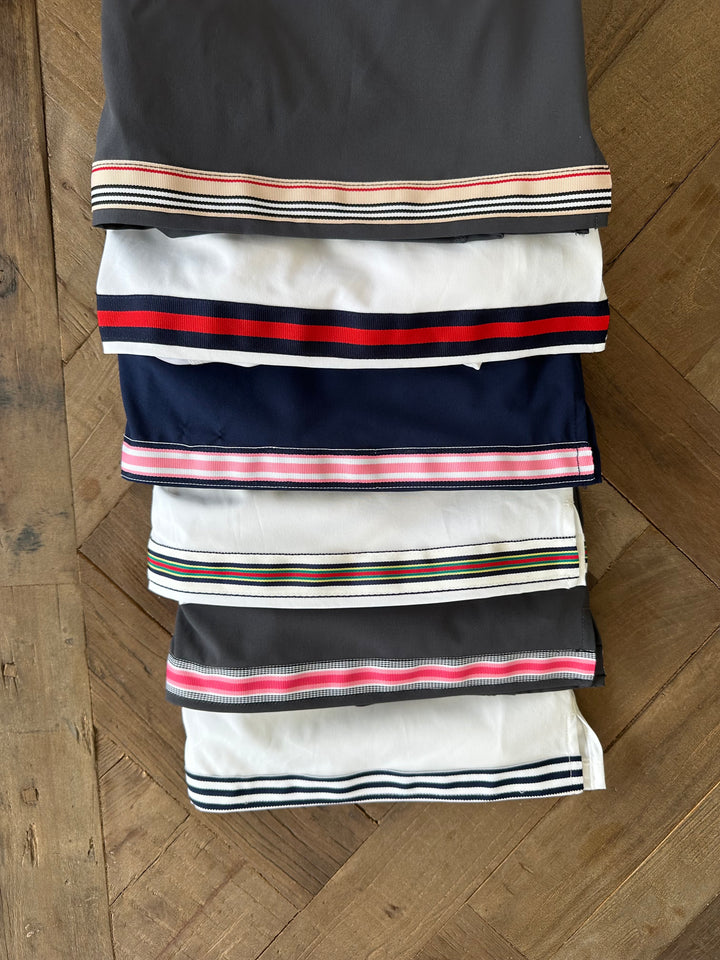 Violet Skort - White w Navy & Red Stripe Ribbon (Skort06)