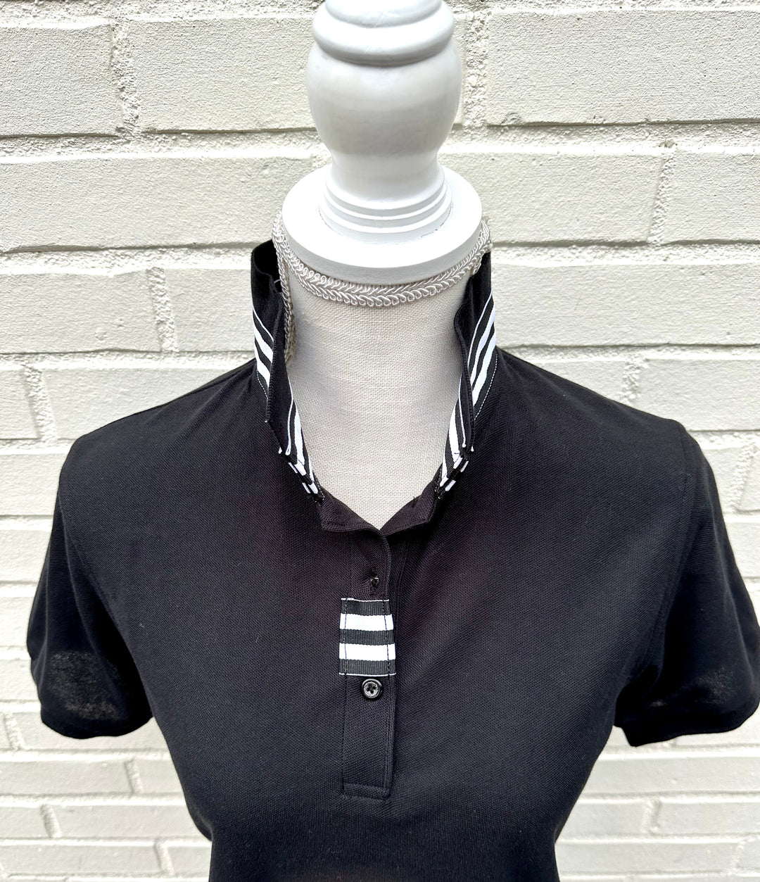 SALE - XS ONLY - Madonna Polo w Black/White Grosgrain  (POLO1) *FINAL SALE*