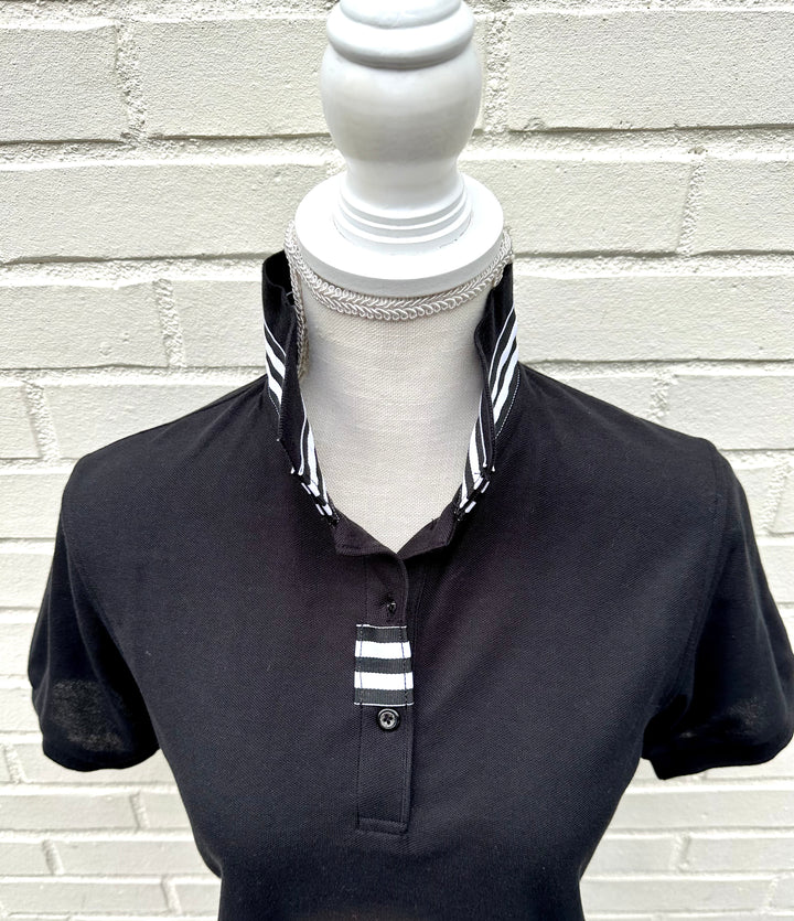 SALE - XS ONLY - Madonna Polo w Black/White Grosgrain  (POLO1) *FINAL SALE*