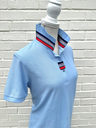 Madonna Light Blue Polo w Navy/Red/Blue Grosgrain (POLO4)