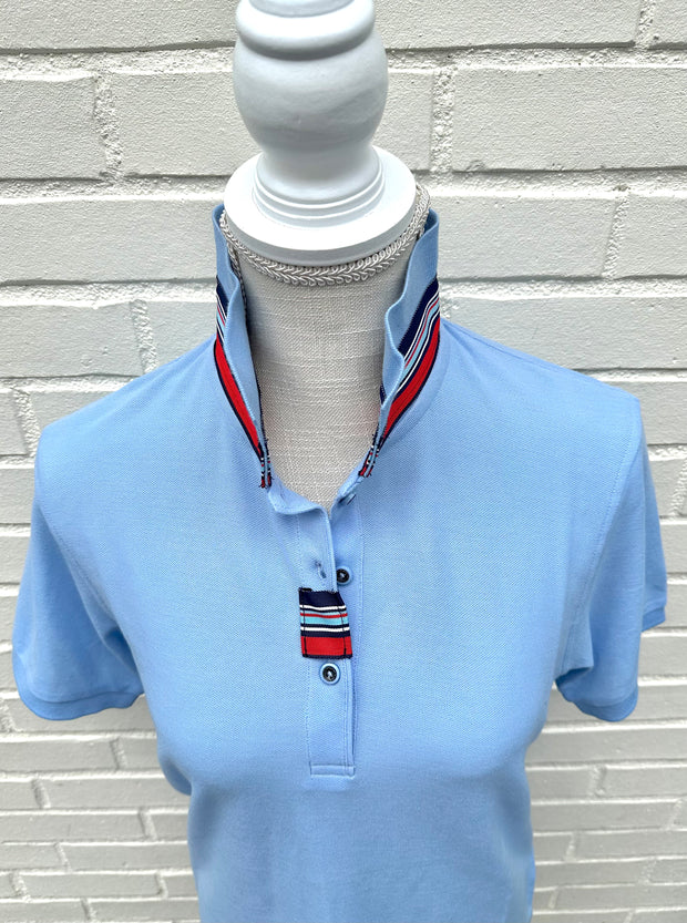 Madonna Light Blue Polo w Navy/Red/Blue Grosgrain (POLO4)