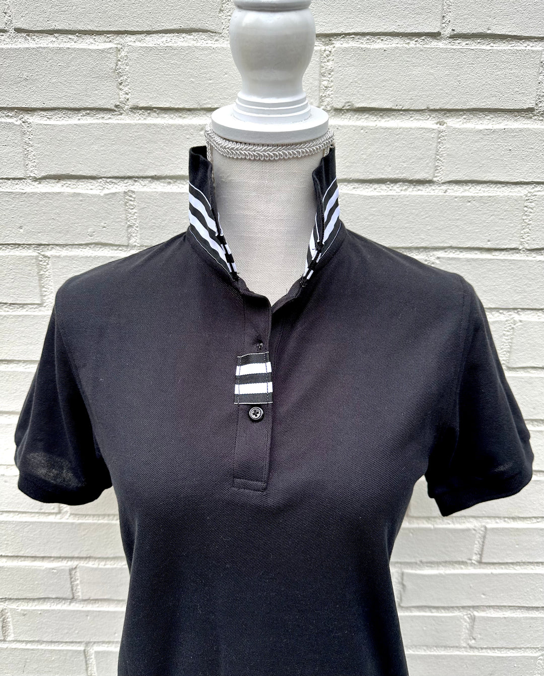 SALE - XS ONLY - Madonna Polo w Black/White Grosgrain  (POLO1) *FINAL SALE*