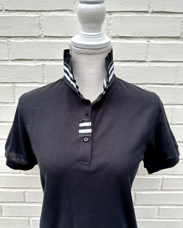 SALE - XS & M ONLY - Madonna Polo w Black/White Grosgrain  (POLO1) *FINAL SALE*