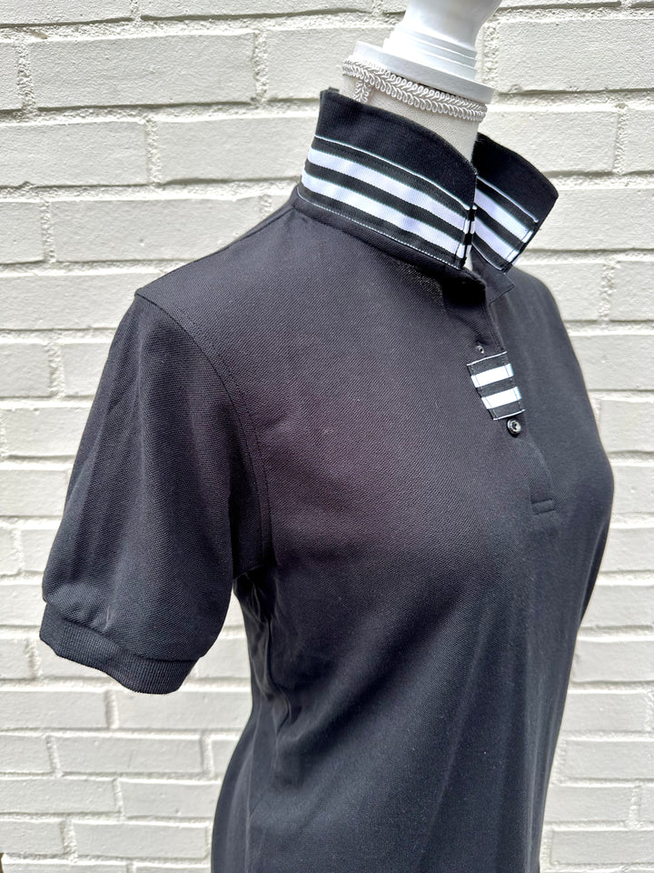 SALE - XS ONLY - Madonna Polo w Black/White Grosgrain  (POLO1) *FINAL SALE*