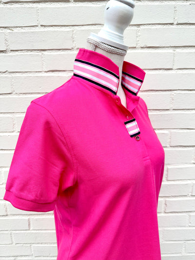 Madonna Pink Polo w Pink/Navy Grosgrain  (POLO2)