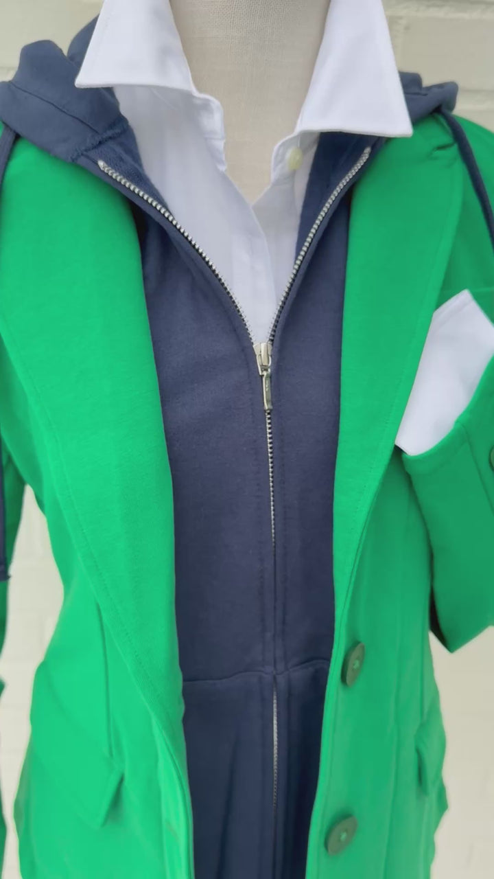 Tracey Hooded Blazer - Green w Navy (HB06)