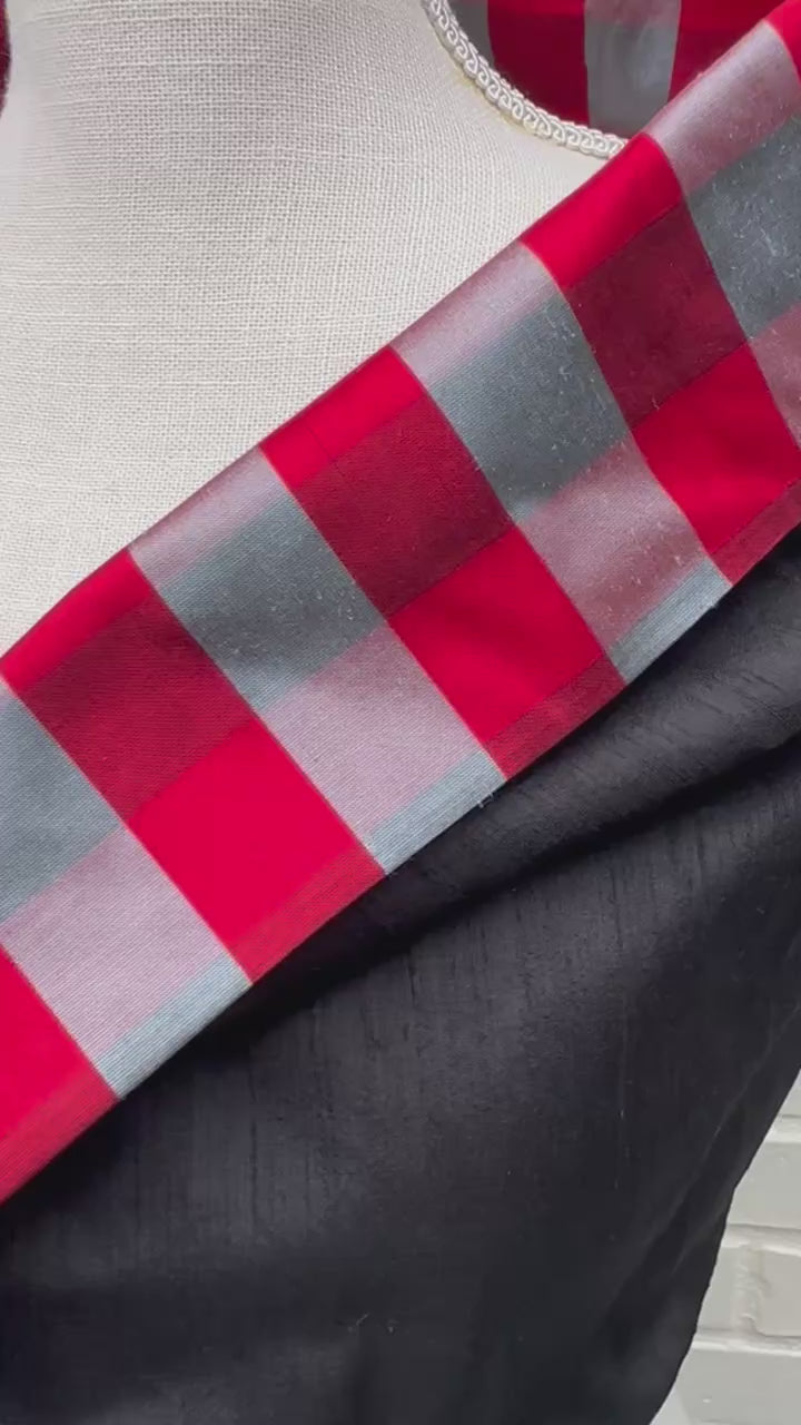 Silk Wrap in Black w Red & Grey Plaid (LW113)