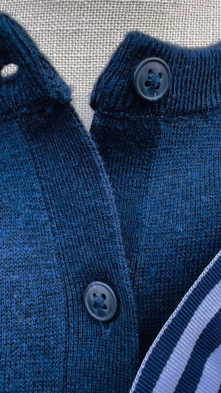 Patty Cardigan - Navy w Navy & White Stripe Ribbon (Patty02)