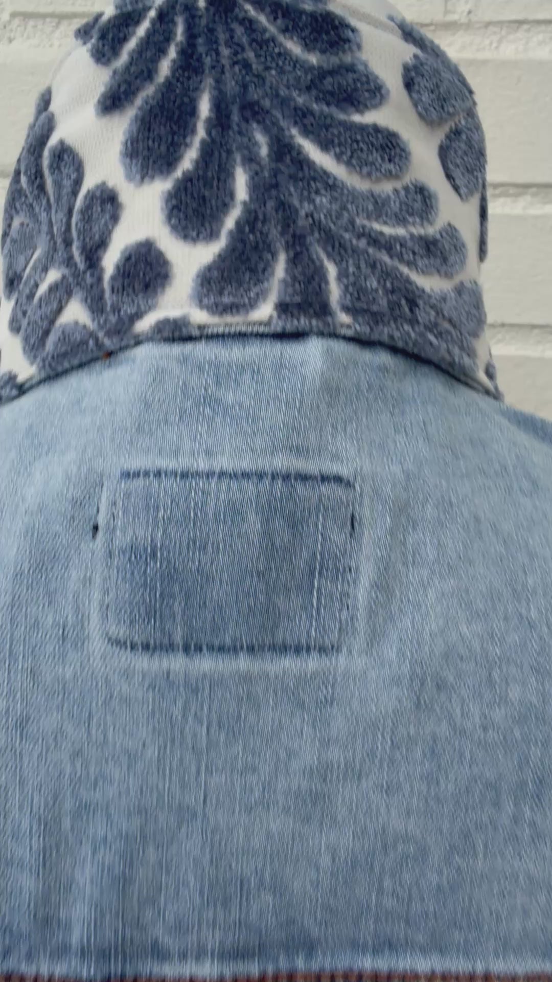 Stevie Denim Jacket - Denim w Blue Velvet Fern Fronds (ST16)