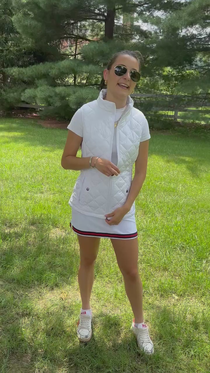 Violet Skort - White w Navy & Red Stripe Ribbon (Skort06)