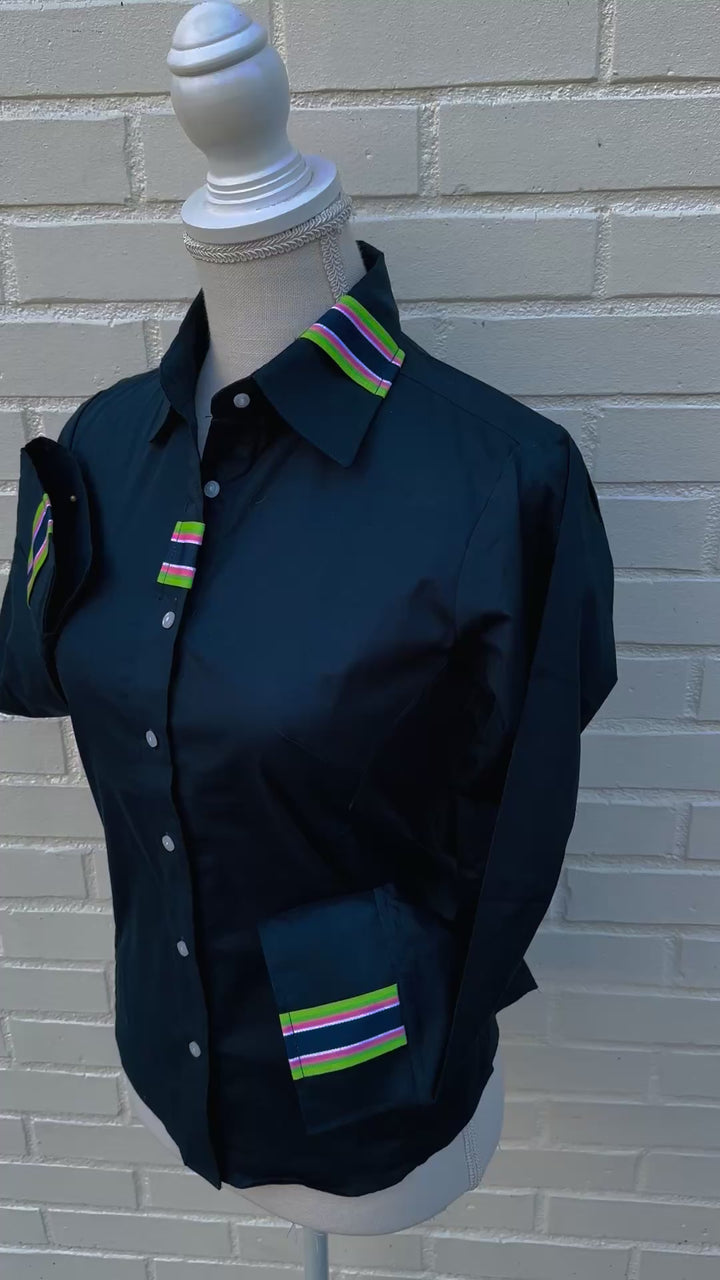 SALE - XS ONLY - Sweet Caroline 3/4 Sleeve Ribbon Shirt (SC05) *FINAL SALE*