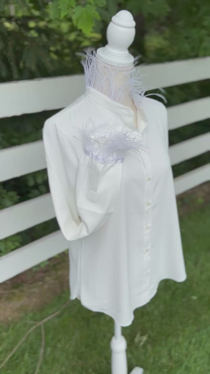 Holly Satin Feather Blouse (H01)