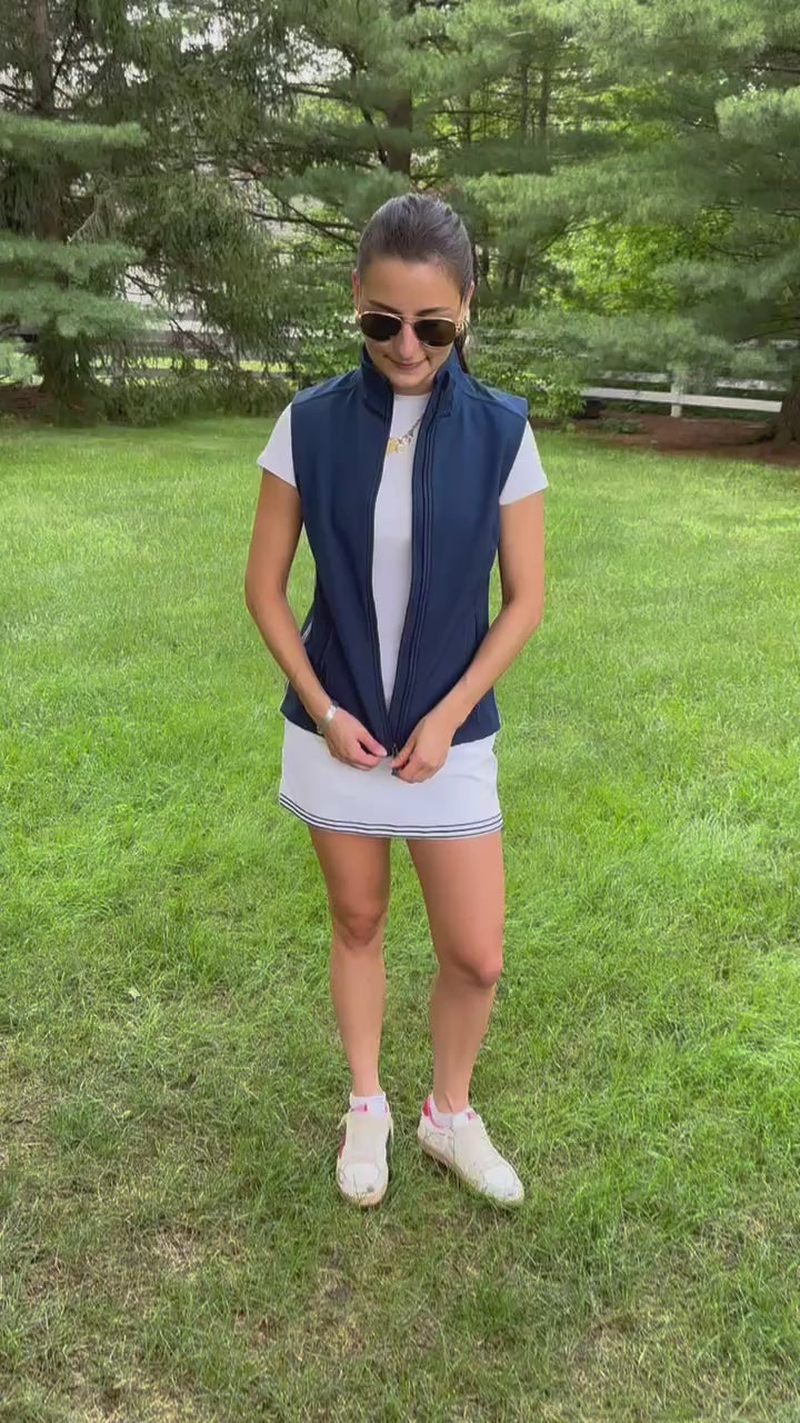 Martina Soft Shell Vest - Navy w Navy & White Stripe (MN01)