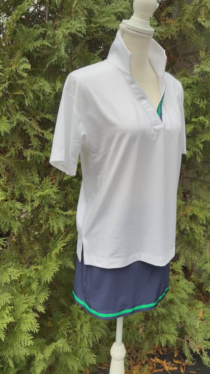 Violet Skort - Navy w Navy & Green Stripe Ribbon (Skort17)