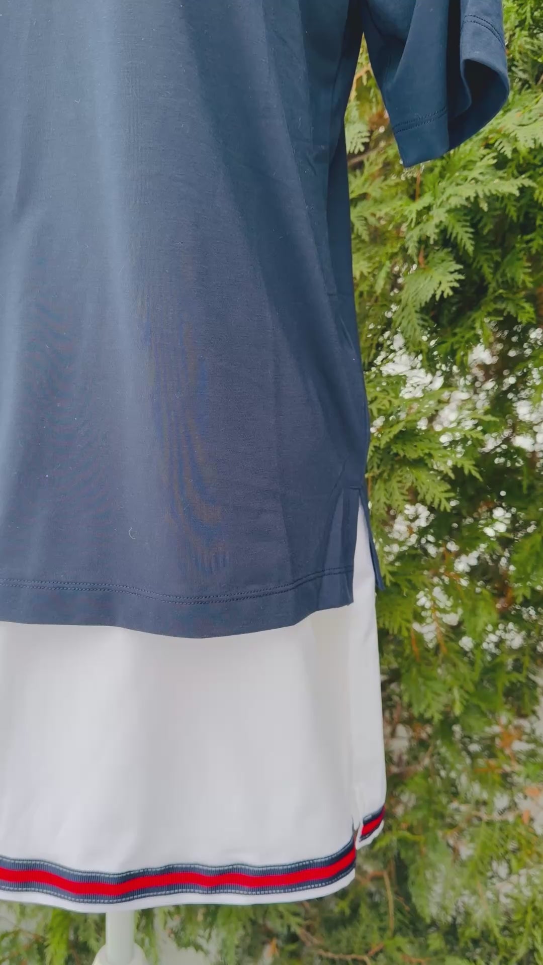 Rose Polo - Navy w Navy & Red Stripe Ribbon (Rose4)