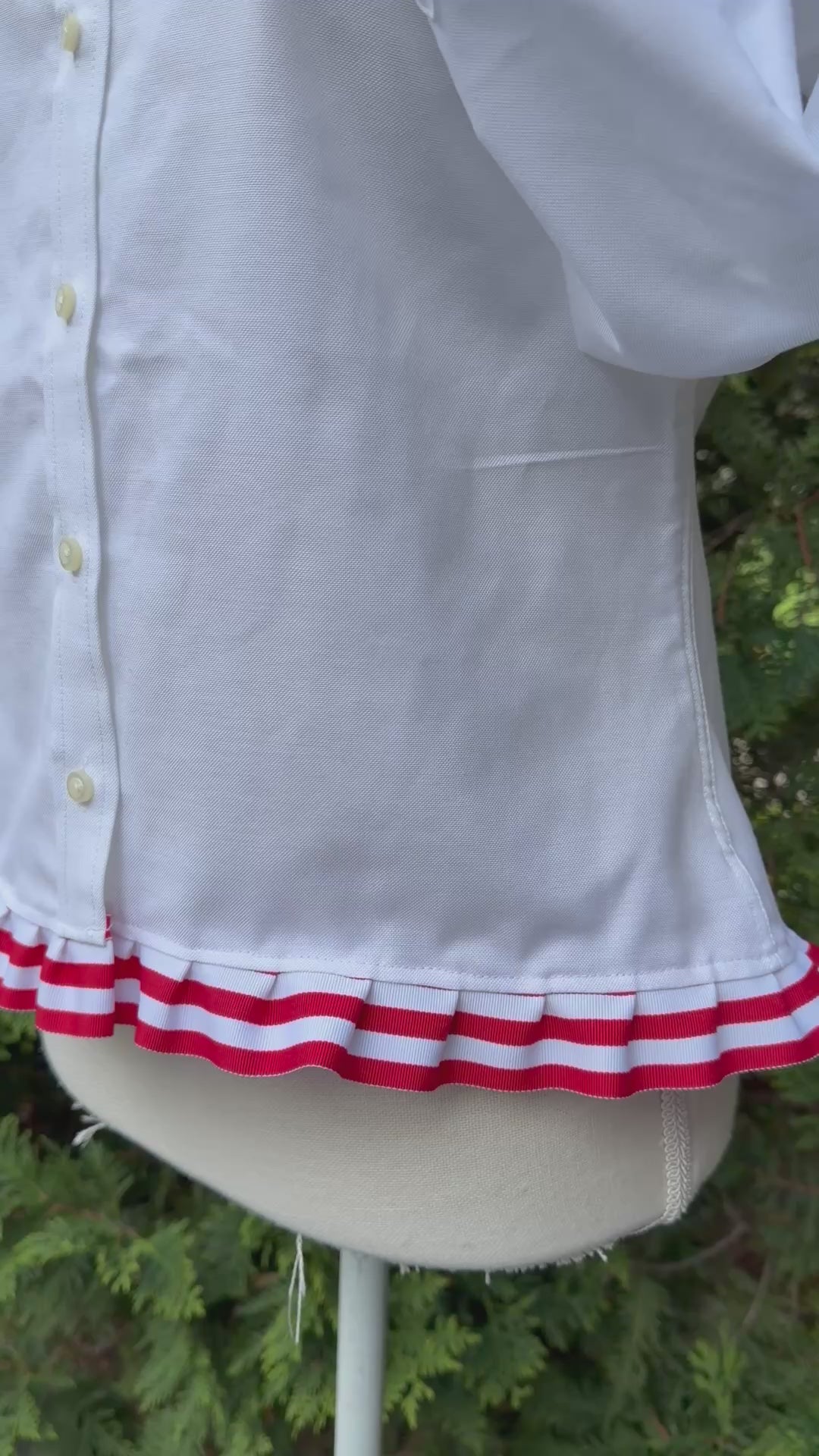 Mary Tyler Moore Ribbon Untucked Oxford  - White w Red & White Ribbon (MTM07)