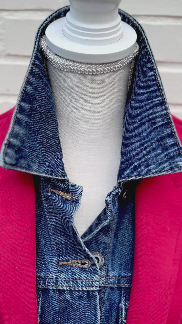 Lucy Knit Denim Blazer - Red w Denim (Lucy02)