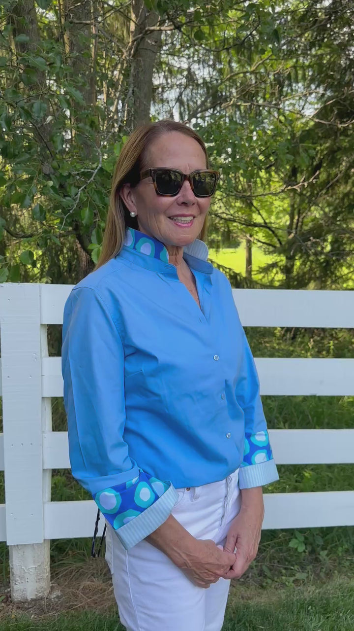 Beth Bell Sleeve - Blue w Circles & Stripes (LB54)
