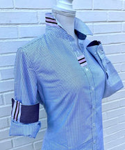 Casie2 Banker Stripe Oxford Shirt (Casie2 03)
