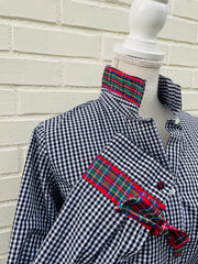 Audrey Black Gingham Ribbon French Cuff Shirt  (RFC10)