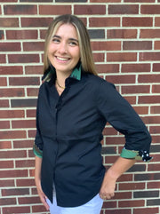 SALE S ONLY - Elizabeth 3/4 Sleeve Black w Camo and Black Polka Dot (3419)  **FINAL SALE**