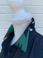 SALE S ONLY - Elizabeth 3/4 Sleeve Black w Camo and Black Polka Dot (3419)  **FINAL SALE**