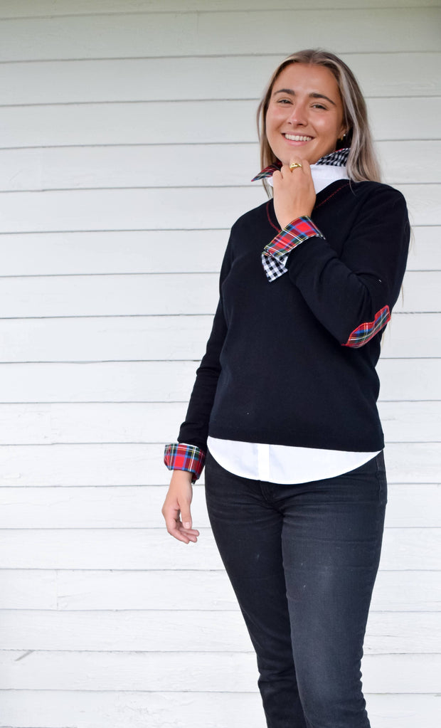 V neck sweater with elbow patches new arrivals
