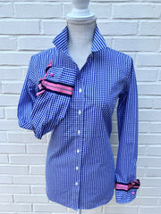 Audrey Royal Gingham Ribbon French Cuff Shirt (RFC17)